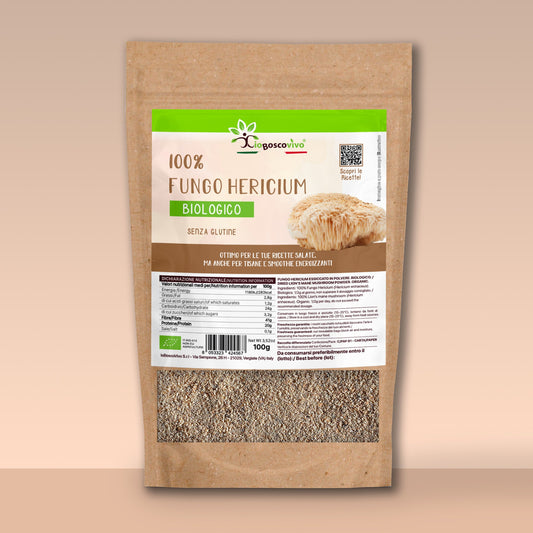 100% Fungo Hericium in polvere - 100g - IoBoscoVivo Srl