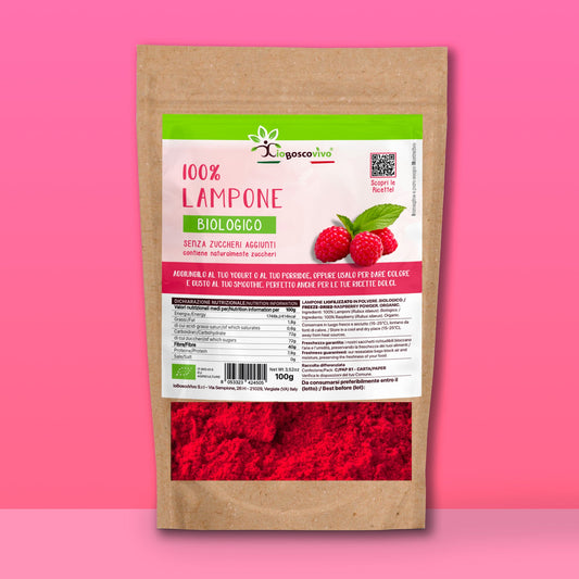 100% Lampone liofilizzato in polvere BIO - 100g - IoBoscoVivo Srl