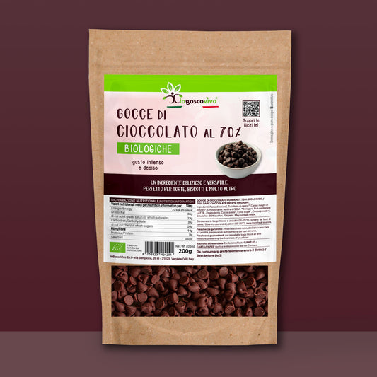 100% Gocce Cioccolato Fondente 70% BIO - 200g